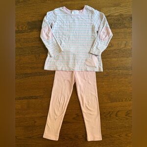 Little English Striped Heart Appliqué Leggings Set size 5